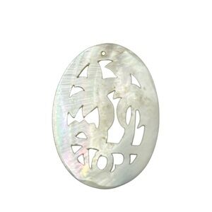 Carved Mother of Pearl Palm Tree Pendant | Vintage Beach Shell Charm